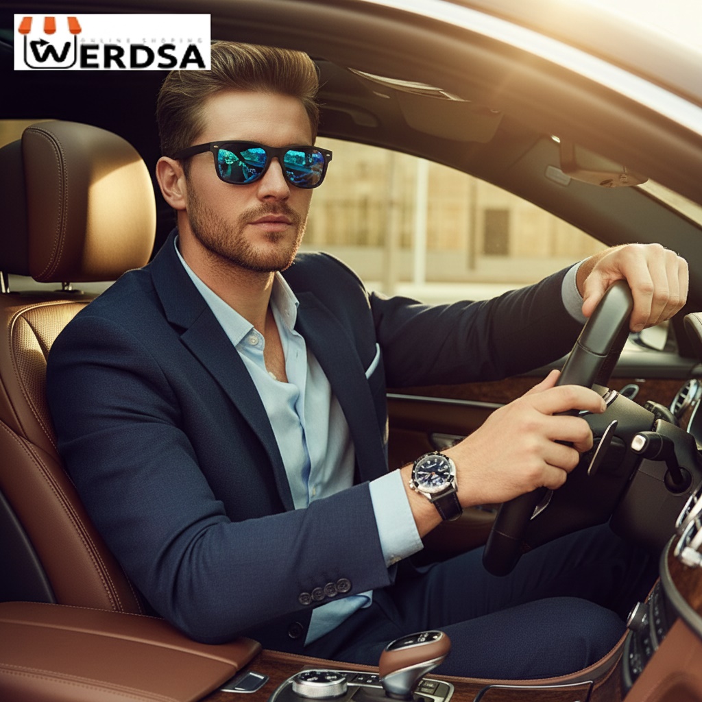 عینک آفتابی مردانه فریم مشکی کد 1005 شیشه آبی اصلی